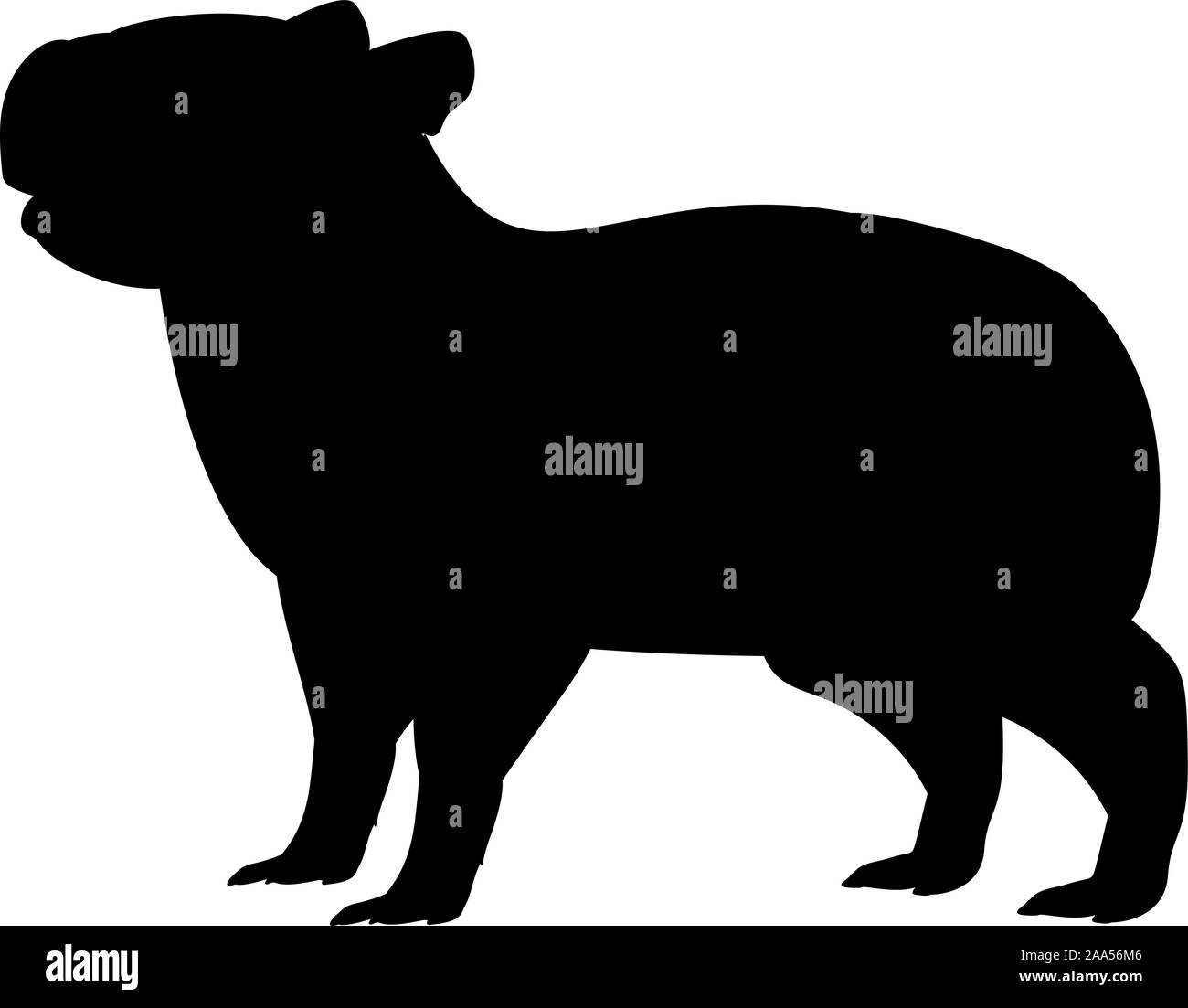 Silhouette von wasserschwein und jungen kleinen Capybara. Vektor Illustrator Stock Vektor
