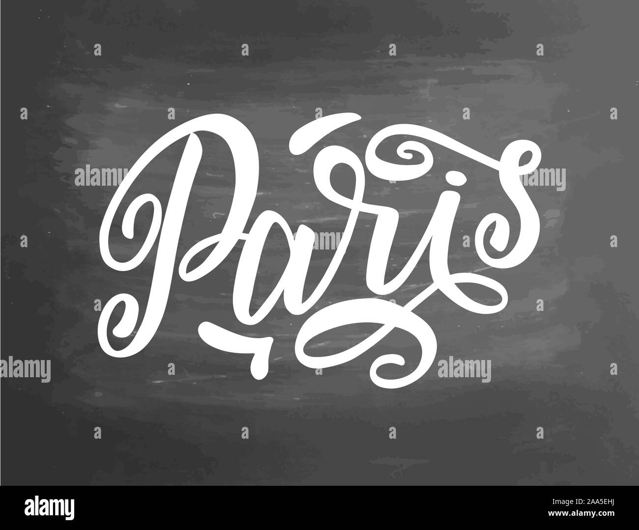 Paris Tafel Tafel schreiben. Handschriftlichen Text, Kreide auf einer Tafel. Typografische Schriftzeichen Tafel Plakat. Handlettered Abbildung Stockfoto