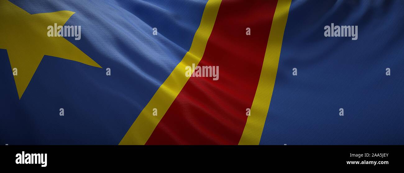 Offizielle Flagge der Demokratischen Republik Kongo. Web Banner. Stockfoto