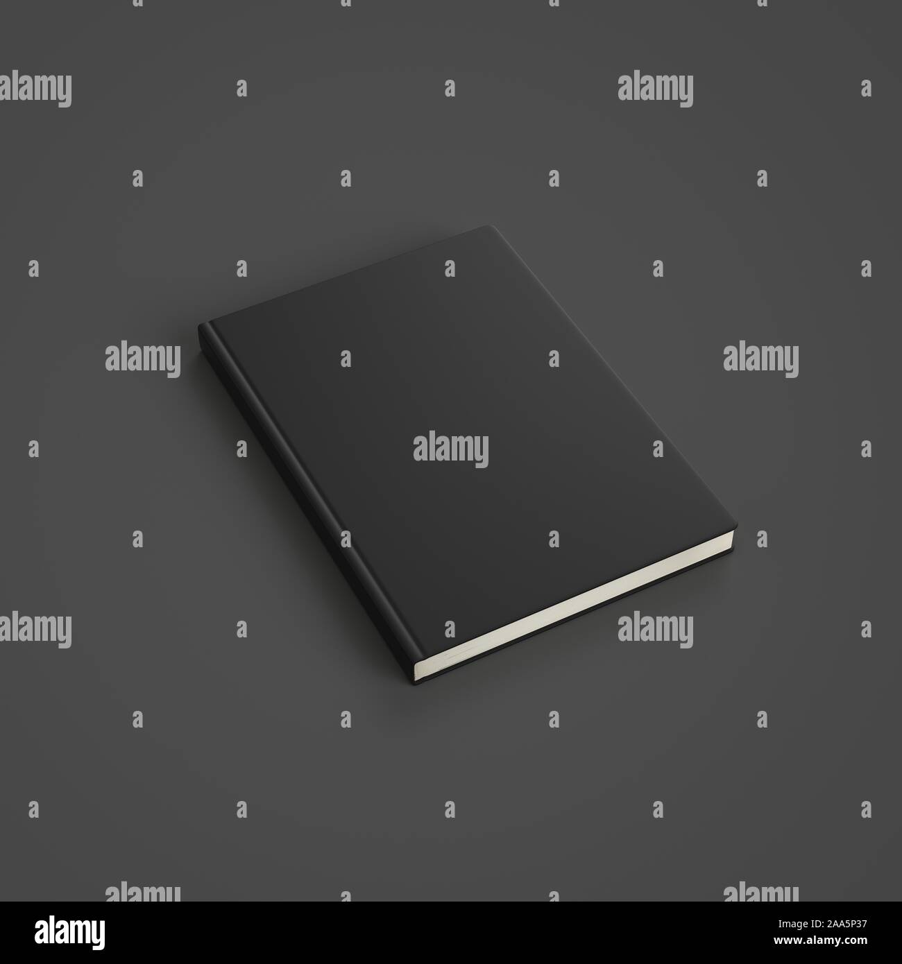 Mockup leere Abdeckung der schwarzen Buch auf schwarzem Hintergrund. Stockfoto