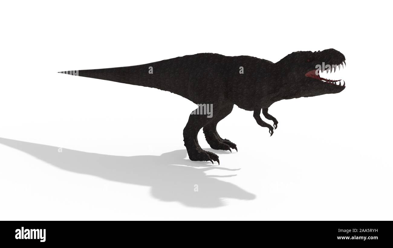Tyrannosaurus rex auf weißem Hintergrund, 3D-Rendering Stockfoto