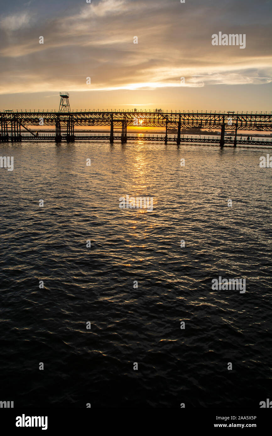 Metal Bridge in Rio Tinto Stockfoto