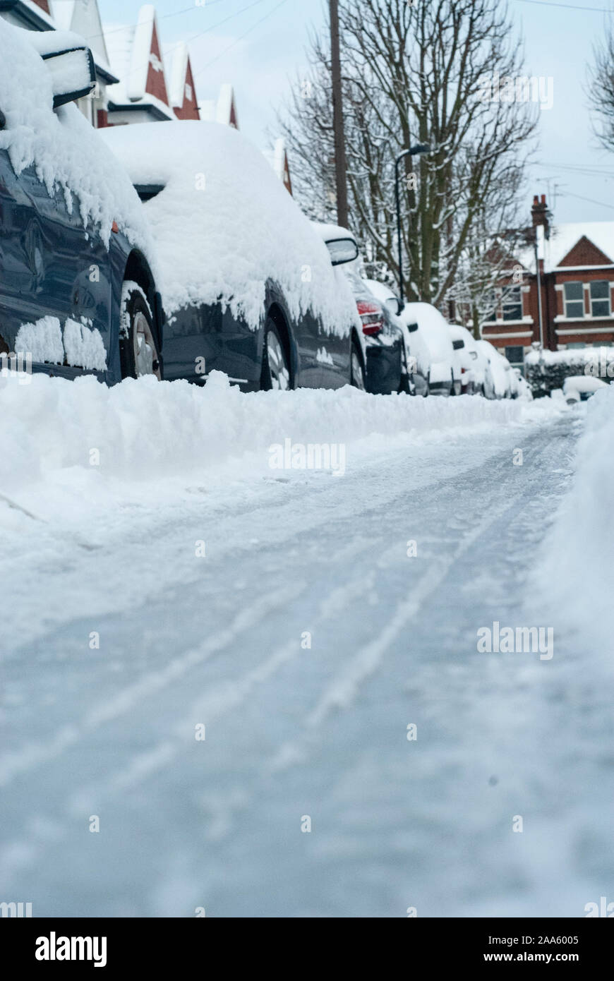 Ein verschneiten Tag in West London Stockfoto