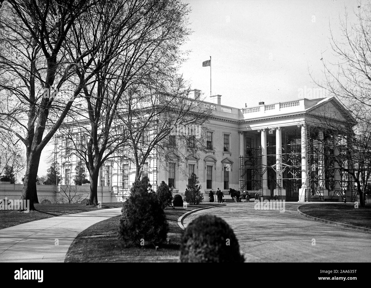 Weiße Haus Gerüst auf North Portikus und East Side Ca. 1915-1917 Stockfoto