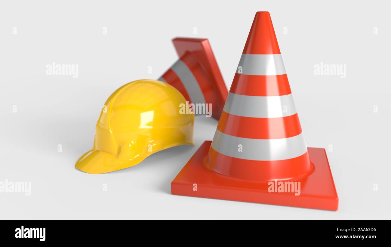 Baustellen Verkehr Ausrüstung, 3D-Rendering Stockfoto