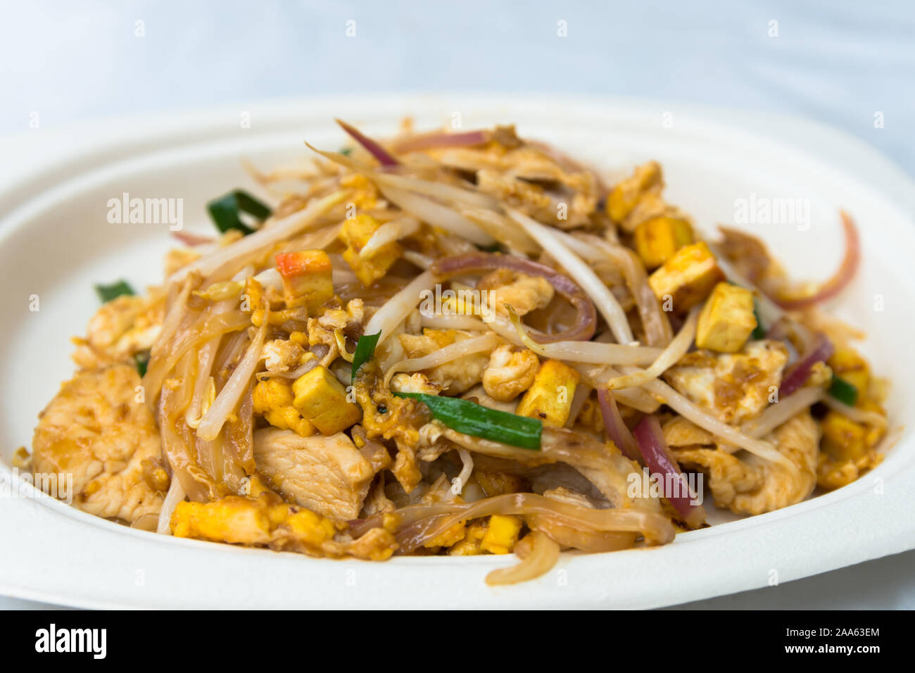Nahaufnahme der Pad Thai, es ist eine der berühmtesten Lokale Thai-Küche Stockfoto