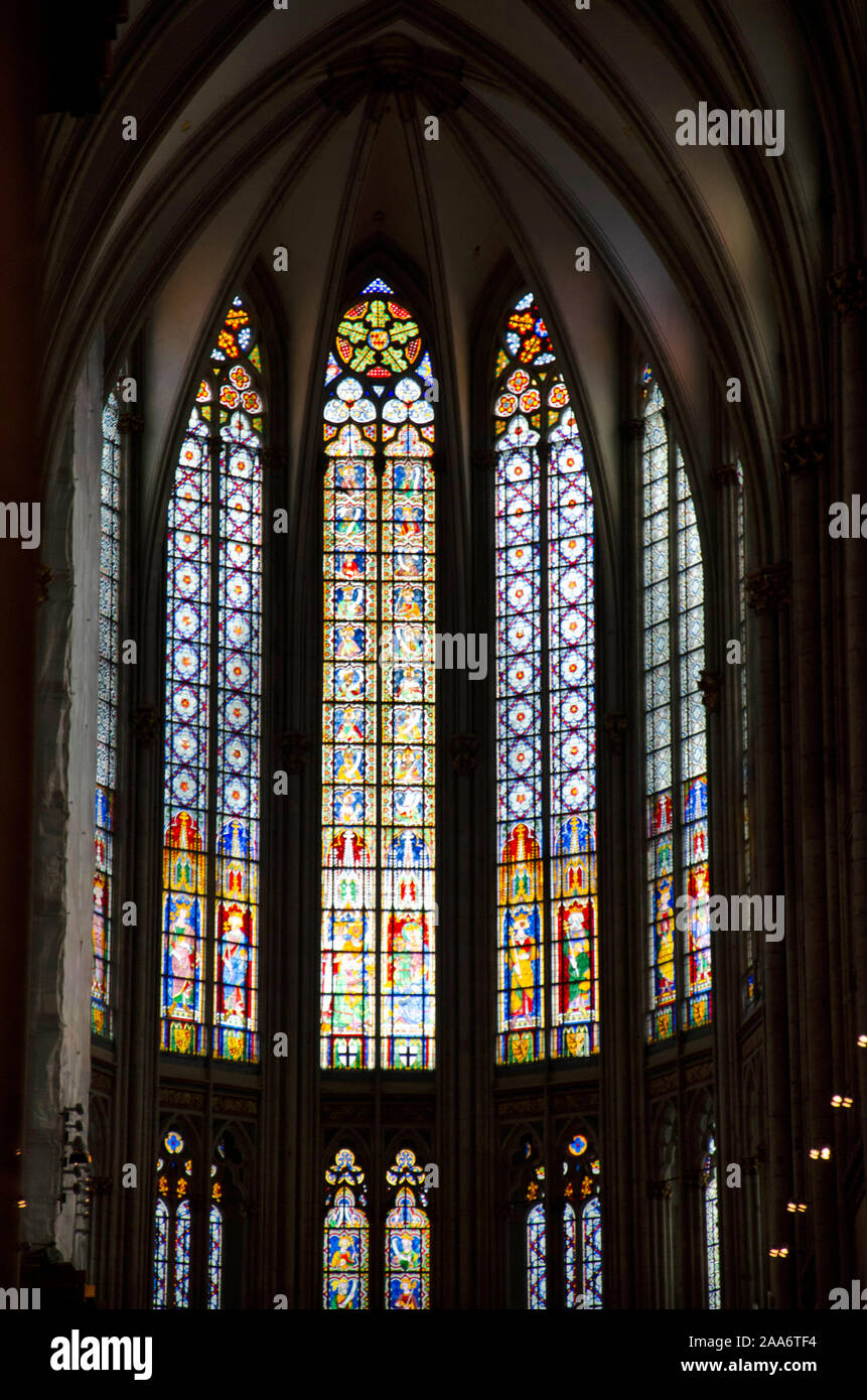Stain Glass Fenster der Kathedrale, Köln, Nordrhein-Westfalen, Deutschland, Europa Stockfoto