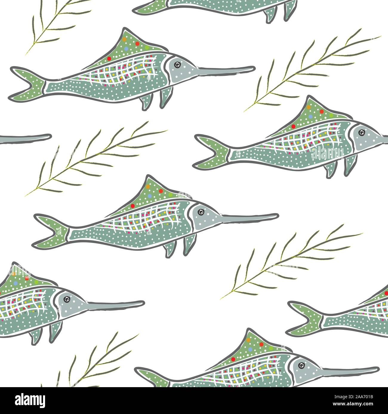 Hand gezeichneten Unterwasserwelt. Hand gezeichnet, im skandinavischen Stil. Detaillierte Arbeit. Vector Illustration Stock Vektor