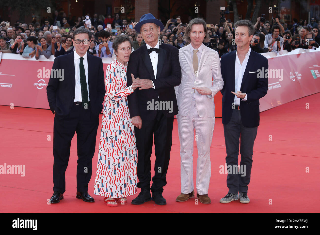 14 Rome Film Festival - Bill Murray Masterclass - Roter Teppich mit: Antonio Monda, Frances McDormand, Bill Murray, Wes Anderson, Edward Norton, Wo: Rom, Latium, Italien Wann: 19 Okt 2019 Credit: IPA/WENN.com ** Nur für die Veröffentlichung in Großbritannien, den USA, Deutschland, Österreich, Schweiz ** verfügbar Stockfoto