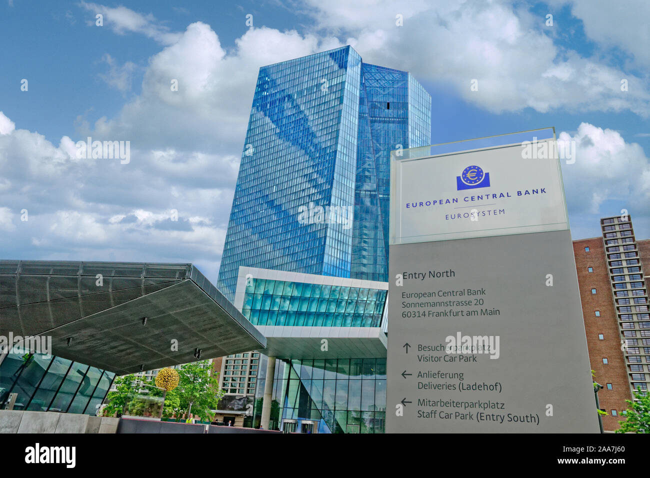 Die neue Europäische Zentralbank Hauptquartier, in 2014 geöffnet, in Ostende, Frankfurt, Deutschland. Stockfoto