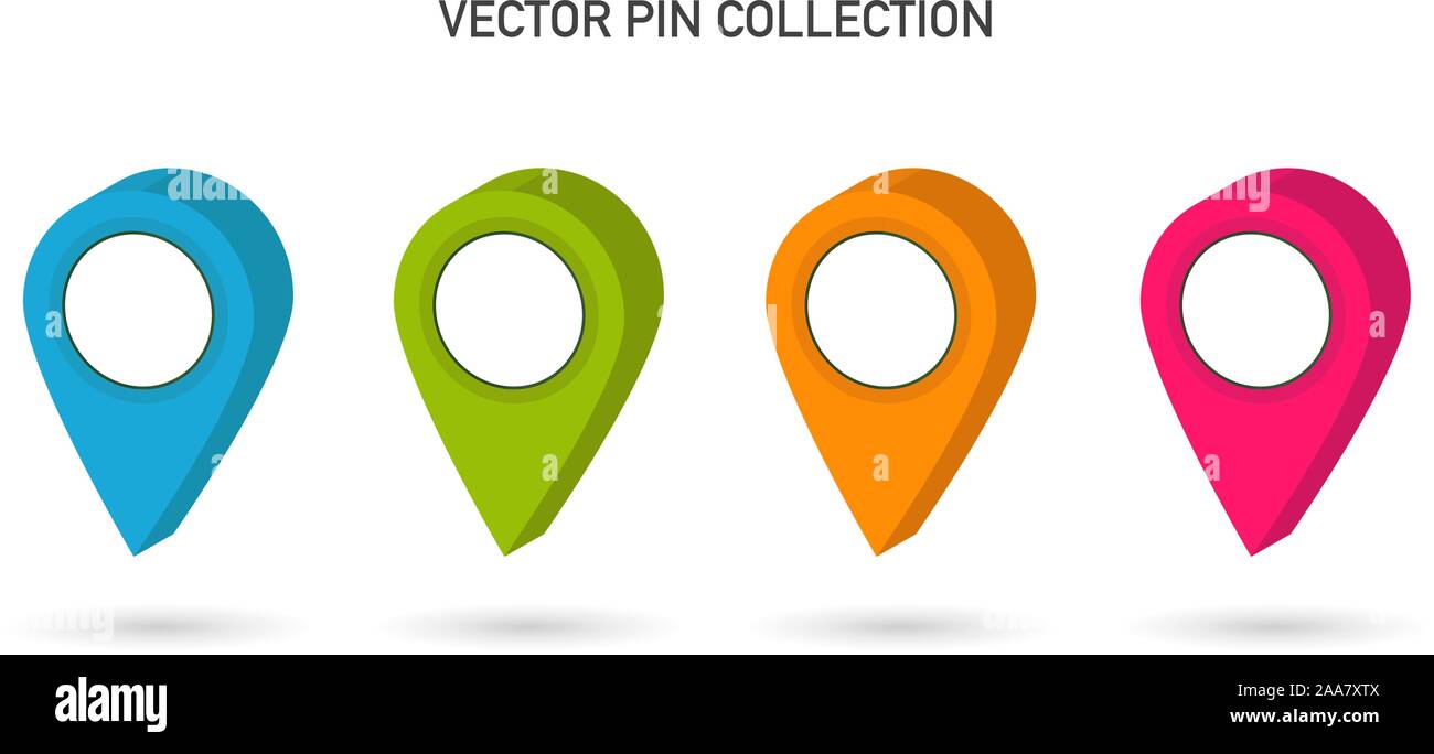 Vektor pin Collection. Karte pin eingestellt. Standort Punkt bunt. Vector Illustration Stock Vektor