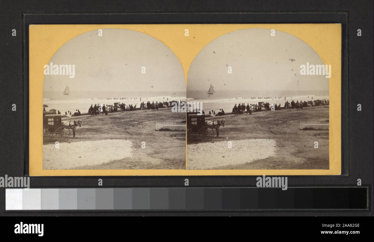 Blick von W. Lange, Gilbert & Speck, R. Newell & Sohn und andere Fotografen und Verlage. Robert Dennis Sammlung von stereoskopische Ansichten. Blick auf Cape May, vor allem Surfen und Badegäste, und wie Straßen, Hotels, Wohnungen, einem Esszimmer, Gruppe Porträts.; Cape May, New Jersey. [Blick auf den Ozean.] Stockfoto