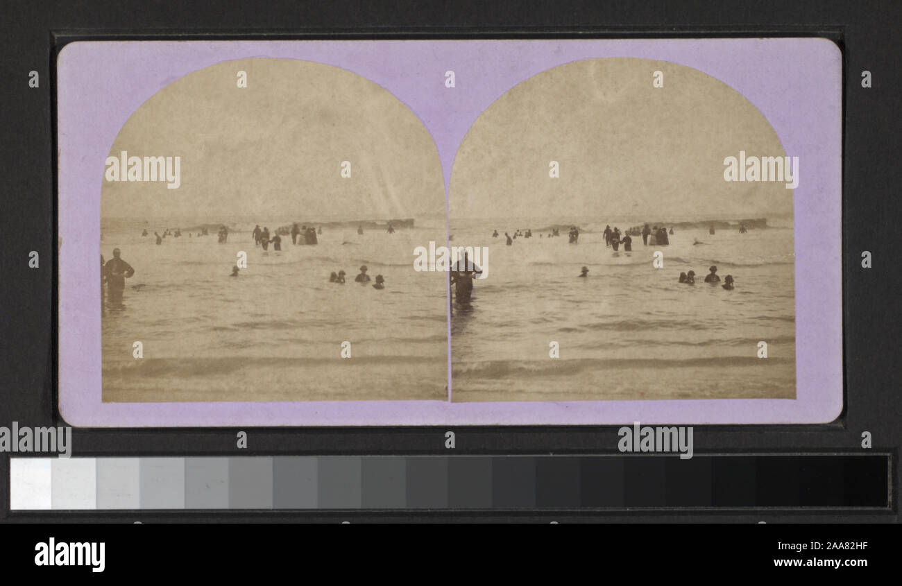 Blick von W. Lange, Gilbert & Speck, R. Newell & Sohn und andere Fotografen und Verlage. Robert Dennis Sammlung von stereoskopische Ansichten. Blick auf Cape May, vor allem Surfen und Badegäste, und wie Straßen, Hotels, Wohnungen, einem Esszimmer, Gruppe Porträts.; Cape May, New Jersey. [View der Watvögel im Ozean.] Stockfoto