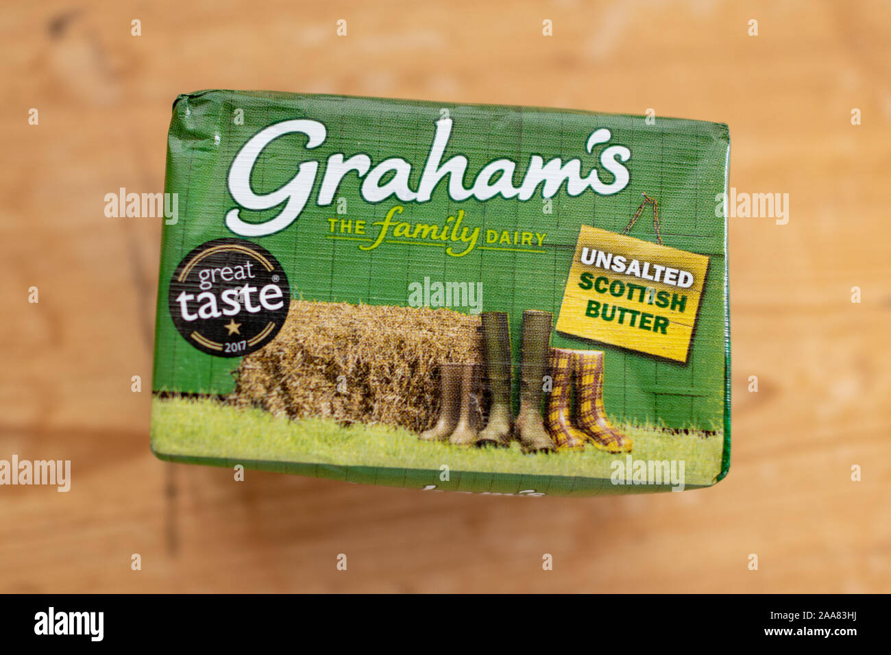 Grahams Familie Molkerei Ungesalzene schottischen Butter Stockfoto