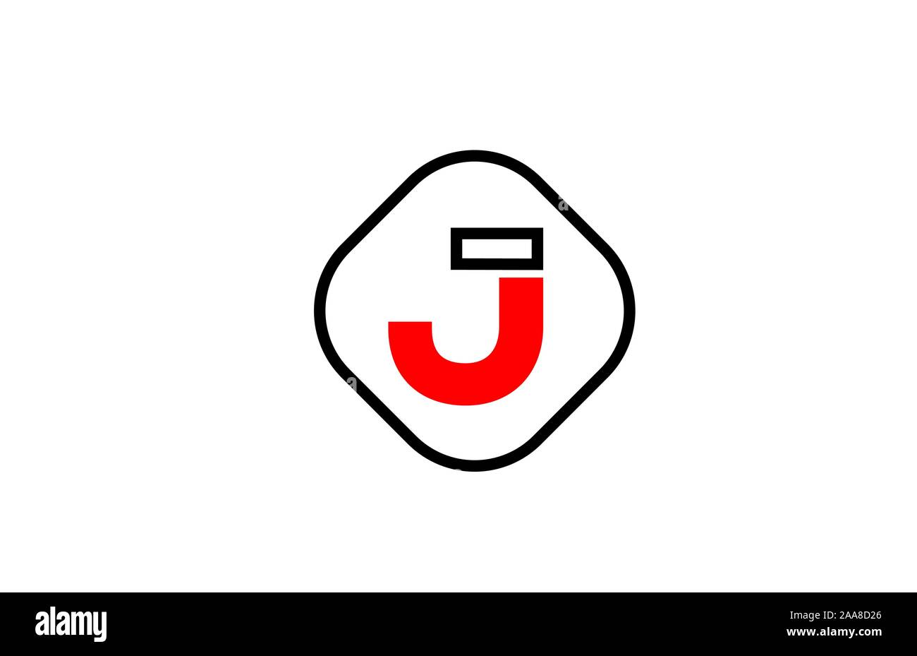 Rote Linie J schwarz Schreiben Symbol Alphabet logo Form für Unternehmen Design. Corporate Logo Konzept Stock Vektor