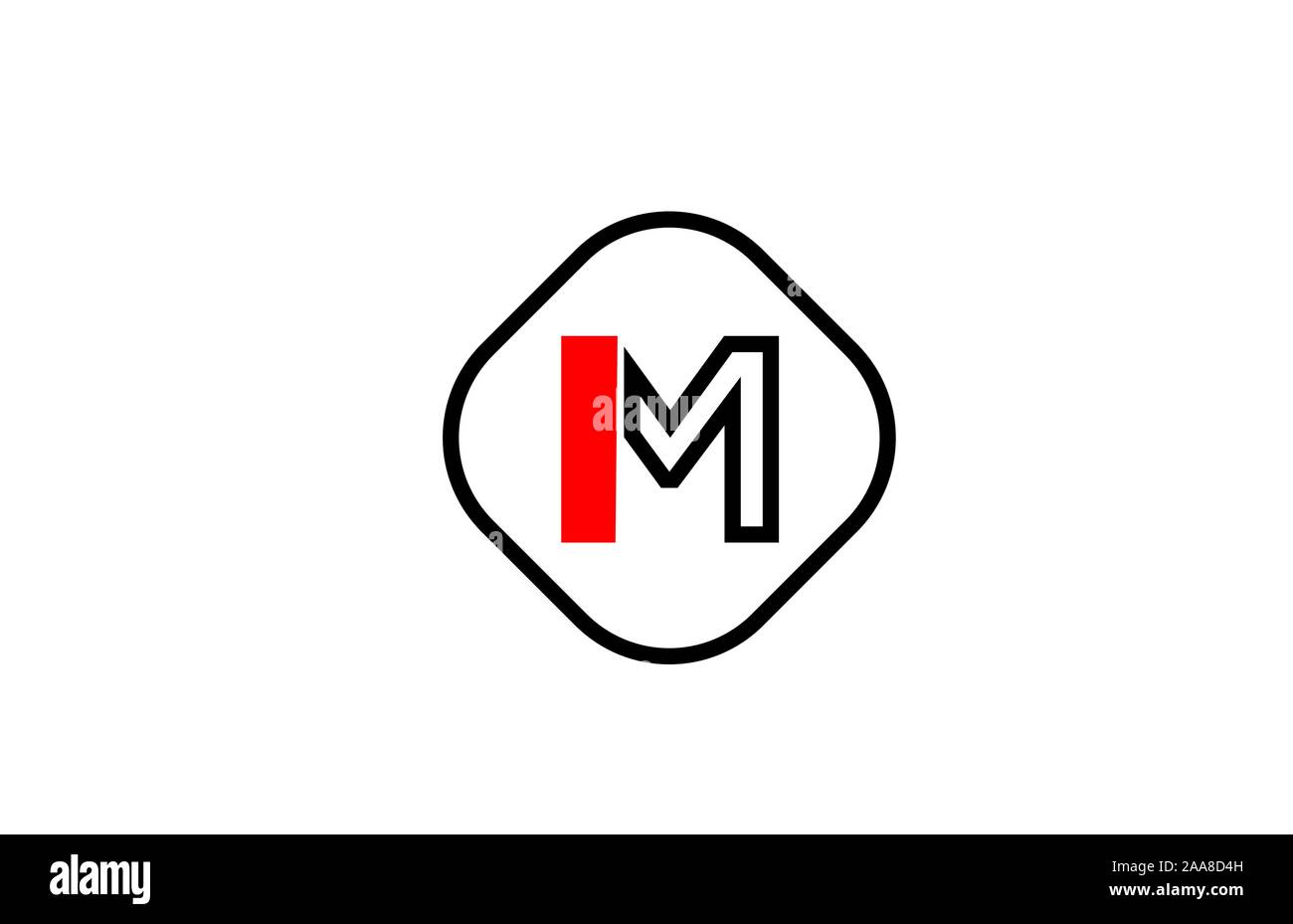 Rote Linie M schwarz Schreiben Symbol Alphabet logo Form für Unternehmen Design. Corporate Logo Konzept Stock Vektor