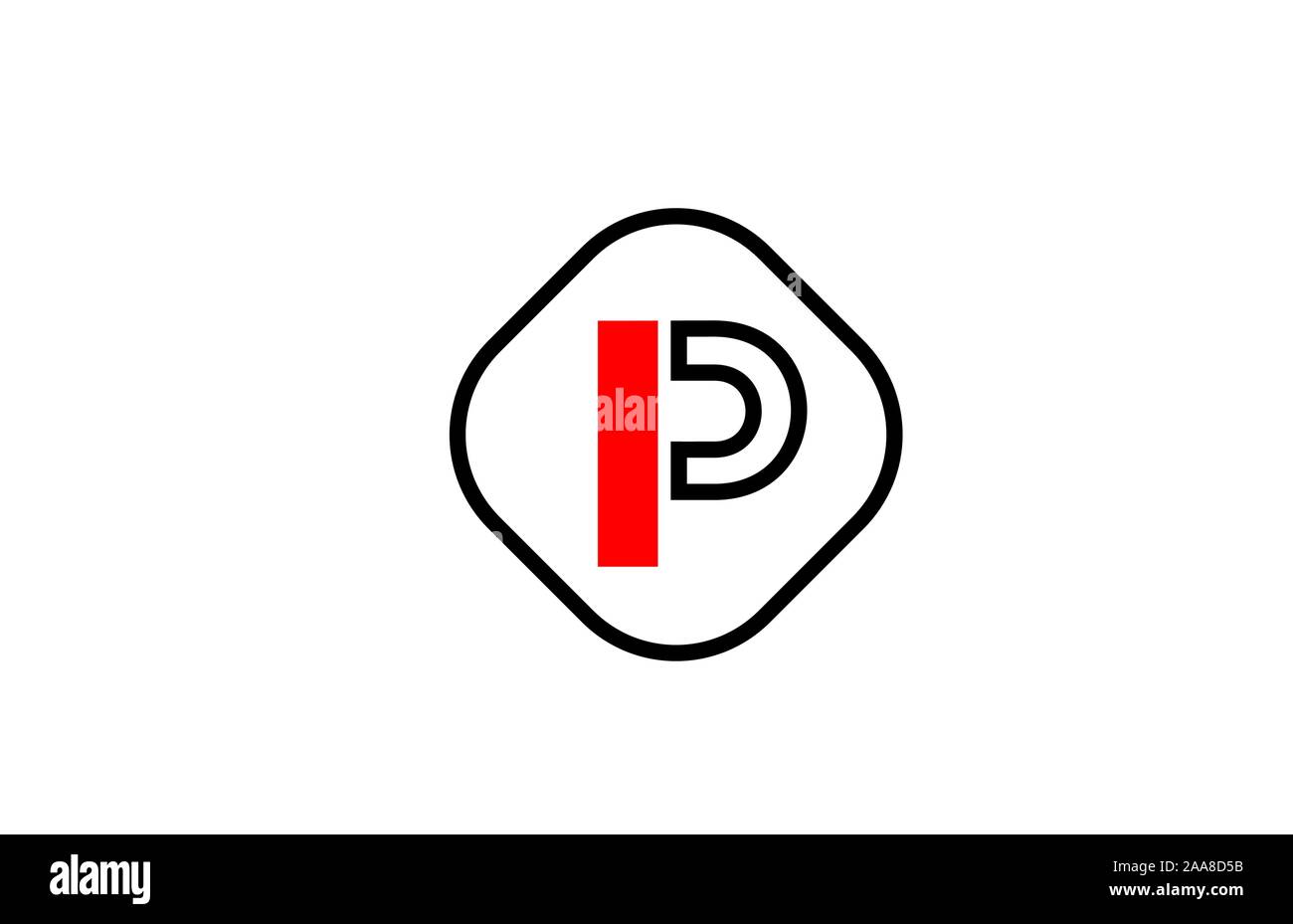 Rote Linie P schwarz Schreiben Symbol Alphabet logo Form für Unternehmen Design. Corporate Logo Konzept Stock Vektor