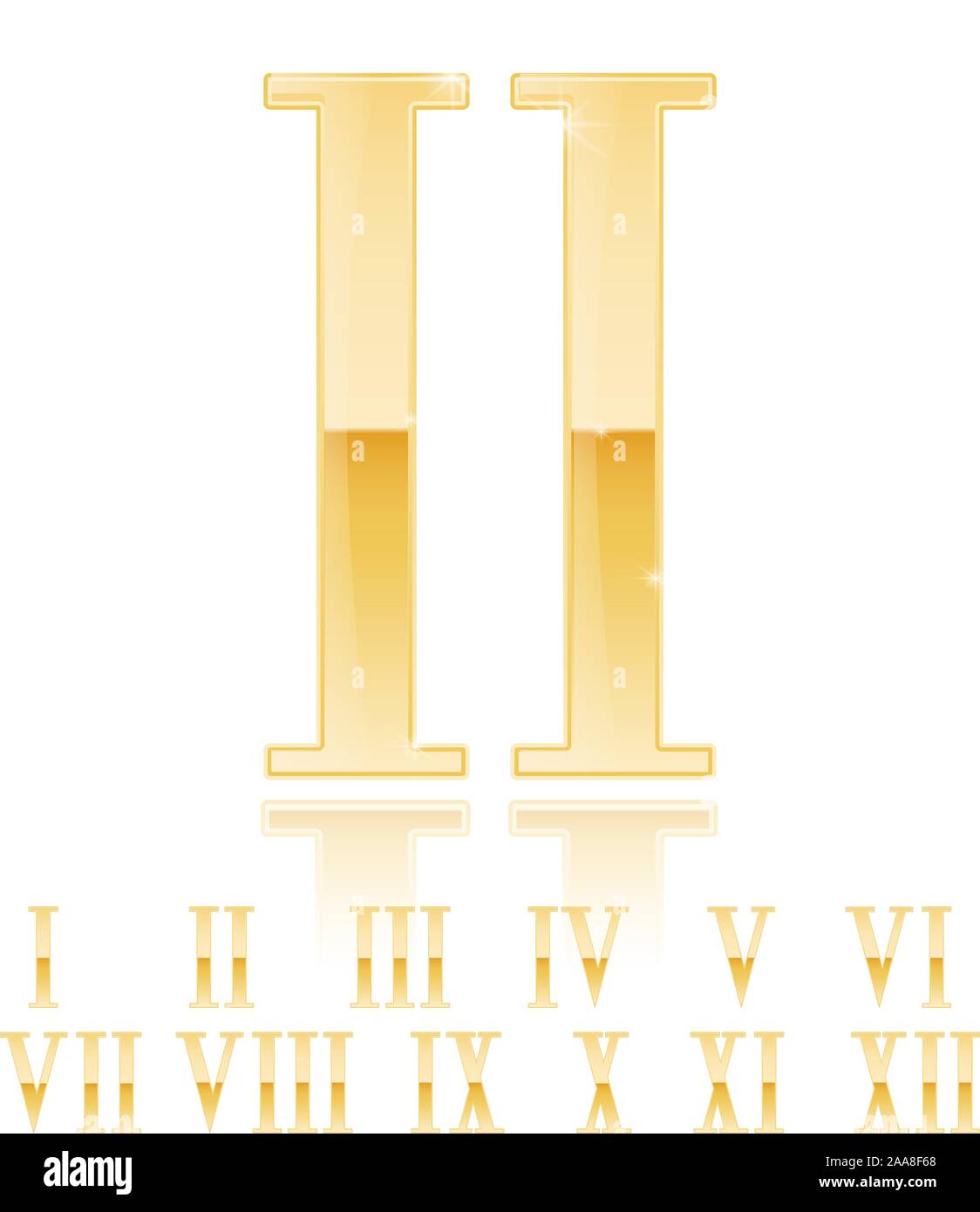 Römische Ziffern. Shiiny 3d-goldenen Zeichen Stock Vektor