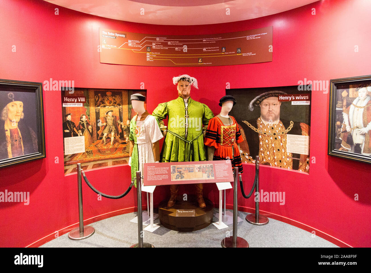 Henry VIII Anzeige an die Bosworth Battlefield Heritage Centre, Sutton Cheney, Leicestershire, England, Großbritannien Stockfoto