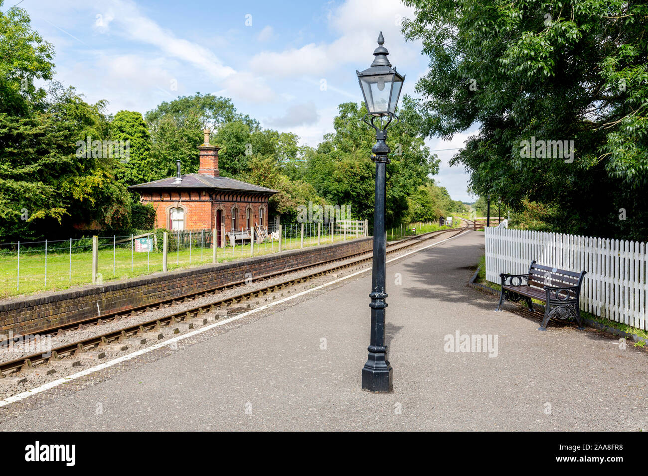 Shenton Station auf die erhaltene Erbe Schlachtfeld Bahnstrecke Leicestershire, England, Großbritannien Stockfoto