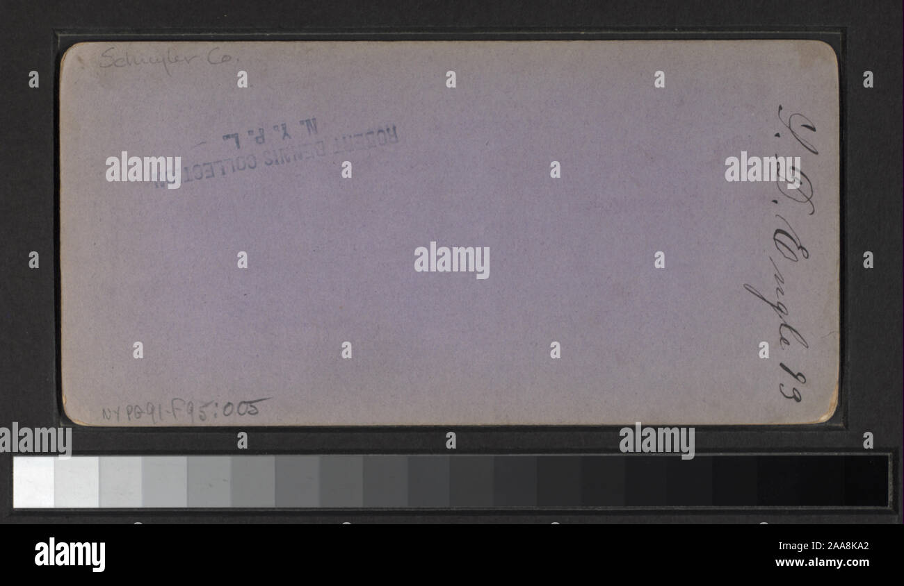 Blick von W. L. Sutton, E.&HT Anthony, W. L. Hall und andere Fotografen und Verlage. Robert Dennis Sammlung von stereoskopische Ansichten. Titel von Cataloger'. Blick auf das südliche Reihe von New York einschließlich Broome, Chenango, Cortland, Schuyler, Steuben Tioga und Tompkins Grafschaften; Norwich, einschließlich gruppenporträts, Marathon, einschließlich einer Darstellung der Quilts; Homer, einschließlich einer Akademie; Kutabali; Molkerei Operations bei Düren; Kommissionierung Hopfen in Otsego; das gas Haus am Waverly, Dam und fällt bei Fall Creek; Red Rock Ölderrickkräne; Cayuta Glen; Menschen fahren, und einen Blick auf eine gr Stockfoto