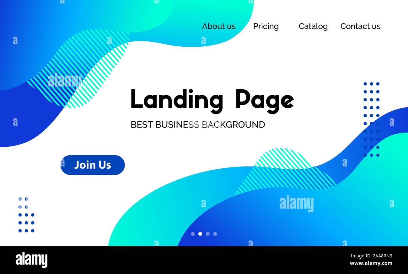 Landing Page Template. Vektor abstrakte Flüssigkeit Flüssigkeit blauen Hintergrund. Corporate Business Website Header Stock Vektor