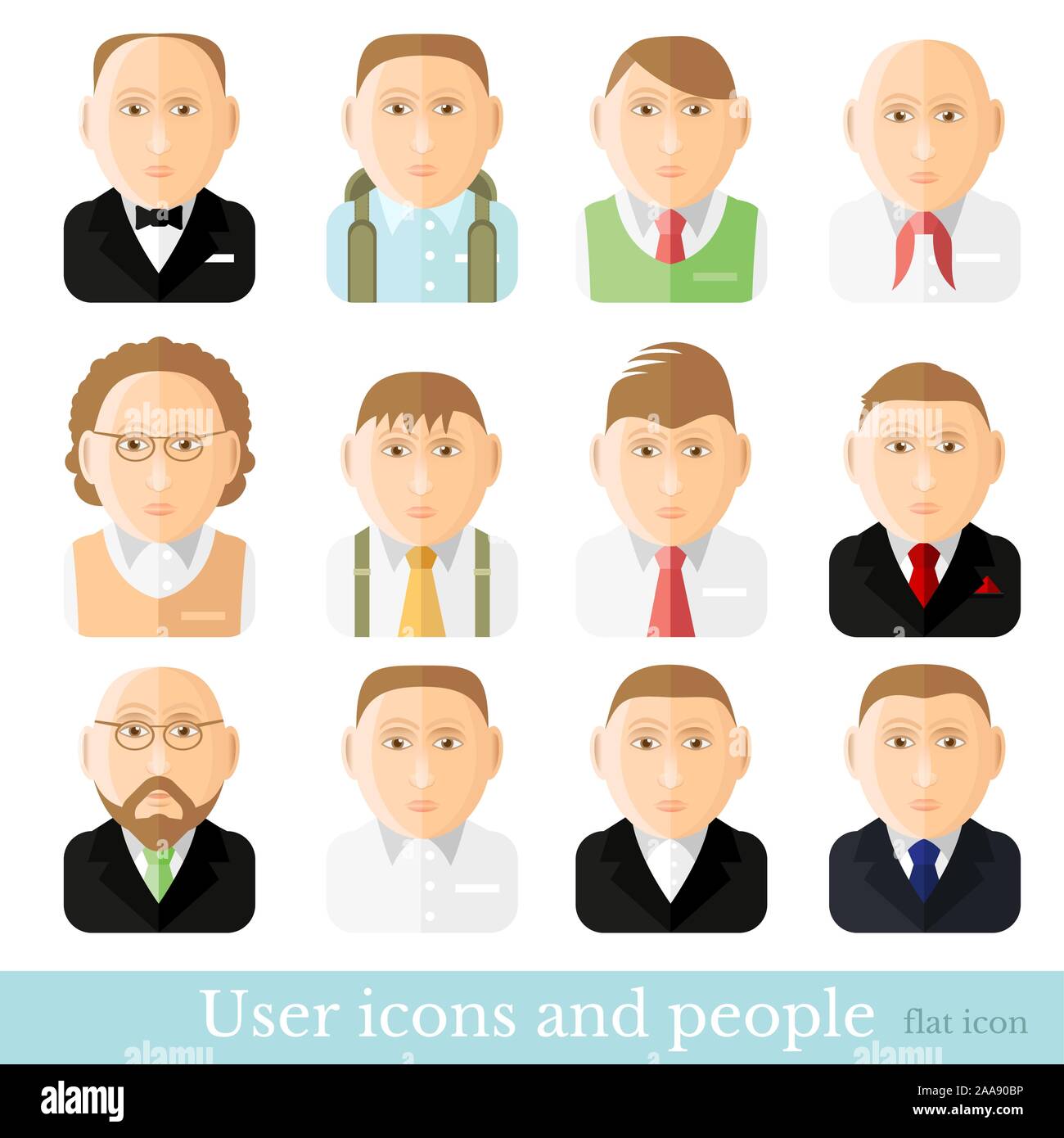 Avatar Menschen Symbole gesetzt Menschen flachbild Symbole Stock Vektor