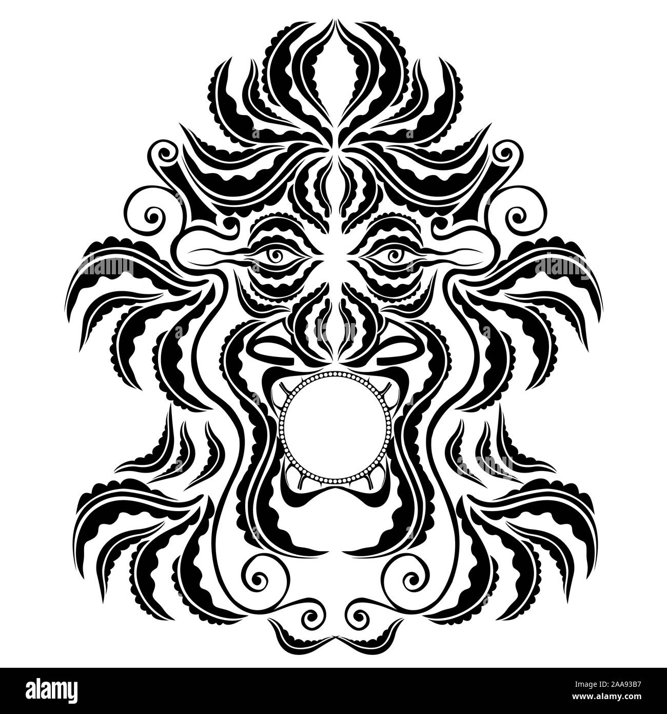 Trible Geist daemon Gesicht silhouette Symbol Stock Vektor