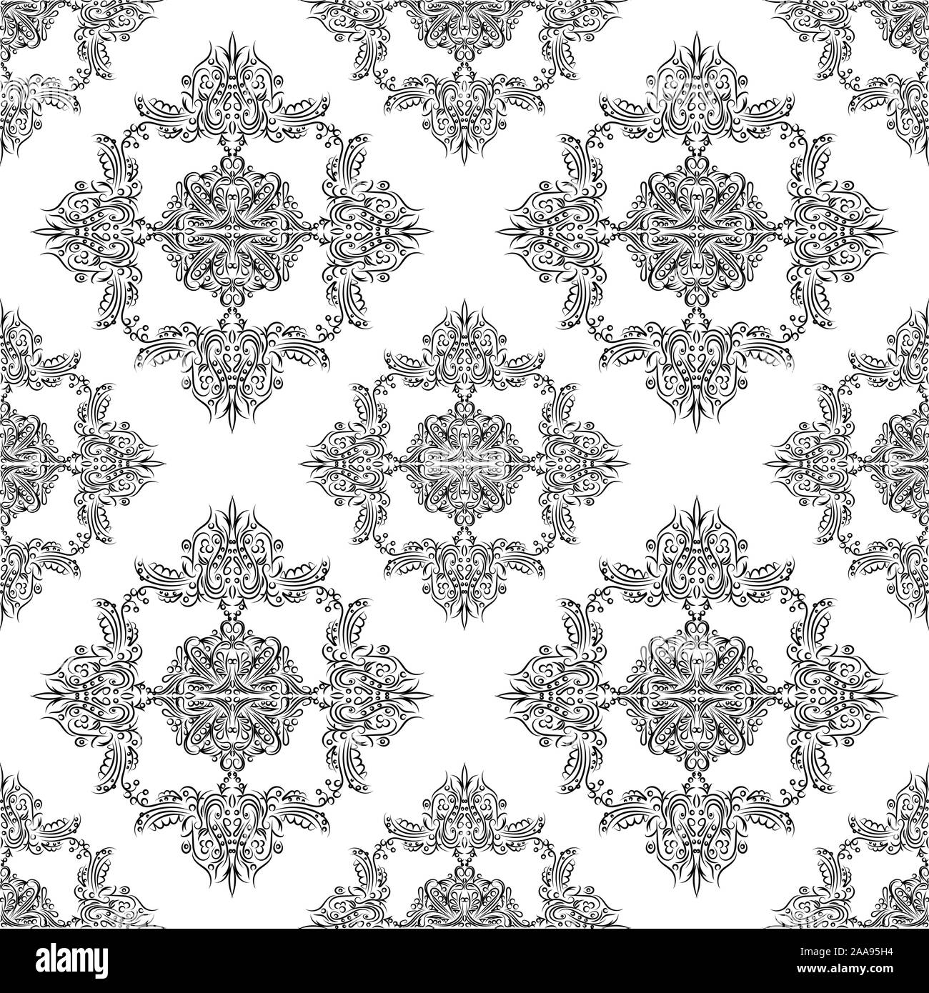 Reich verzierte Vintage nahtlose Damast Hintergrund. Floral barock Ornament im viktorianischen Stil. Muster, dekorative Retro-stil, Vector Illustration Stock Vektor