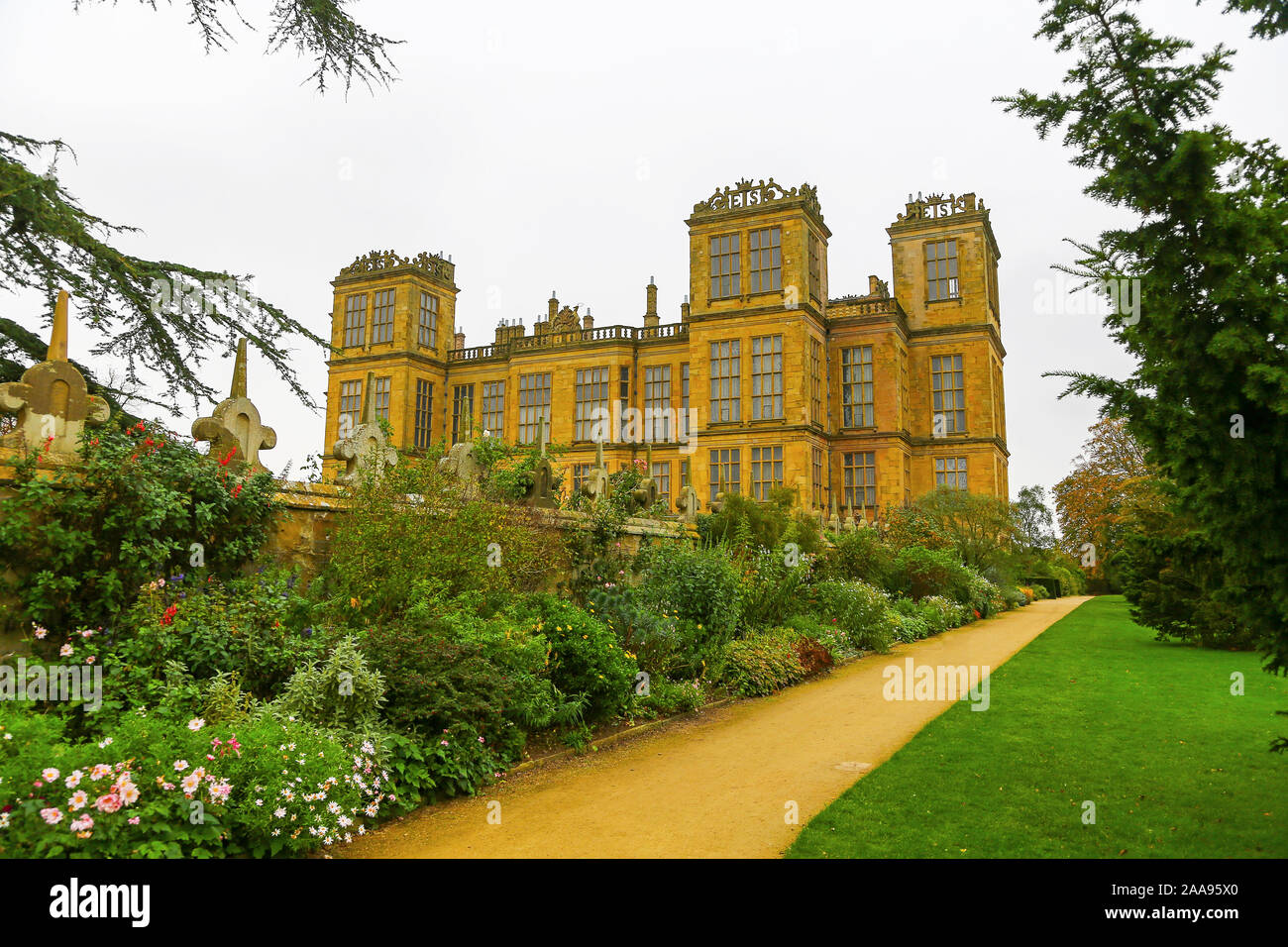Hardwick Hall, eine Elisabethanische Landhaus in der Nähe von Chesterfield, Derbyshire, England, Großbritannien Stockfoto