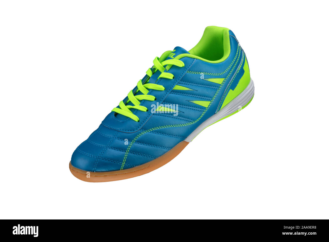 Blau Sneaker mit grünen Streifen auf weißem Hintergrund. Sport Schuhe  Stockfotografie - Alamy