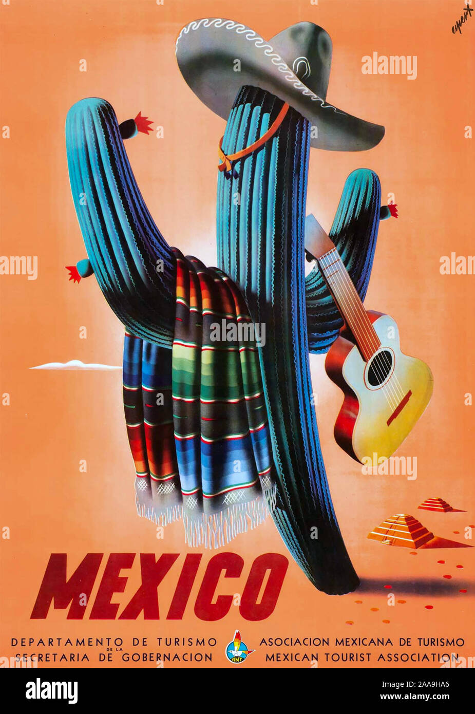 Mexikanische TRAVEL POSTER über 1955 Stockfoto