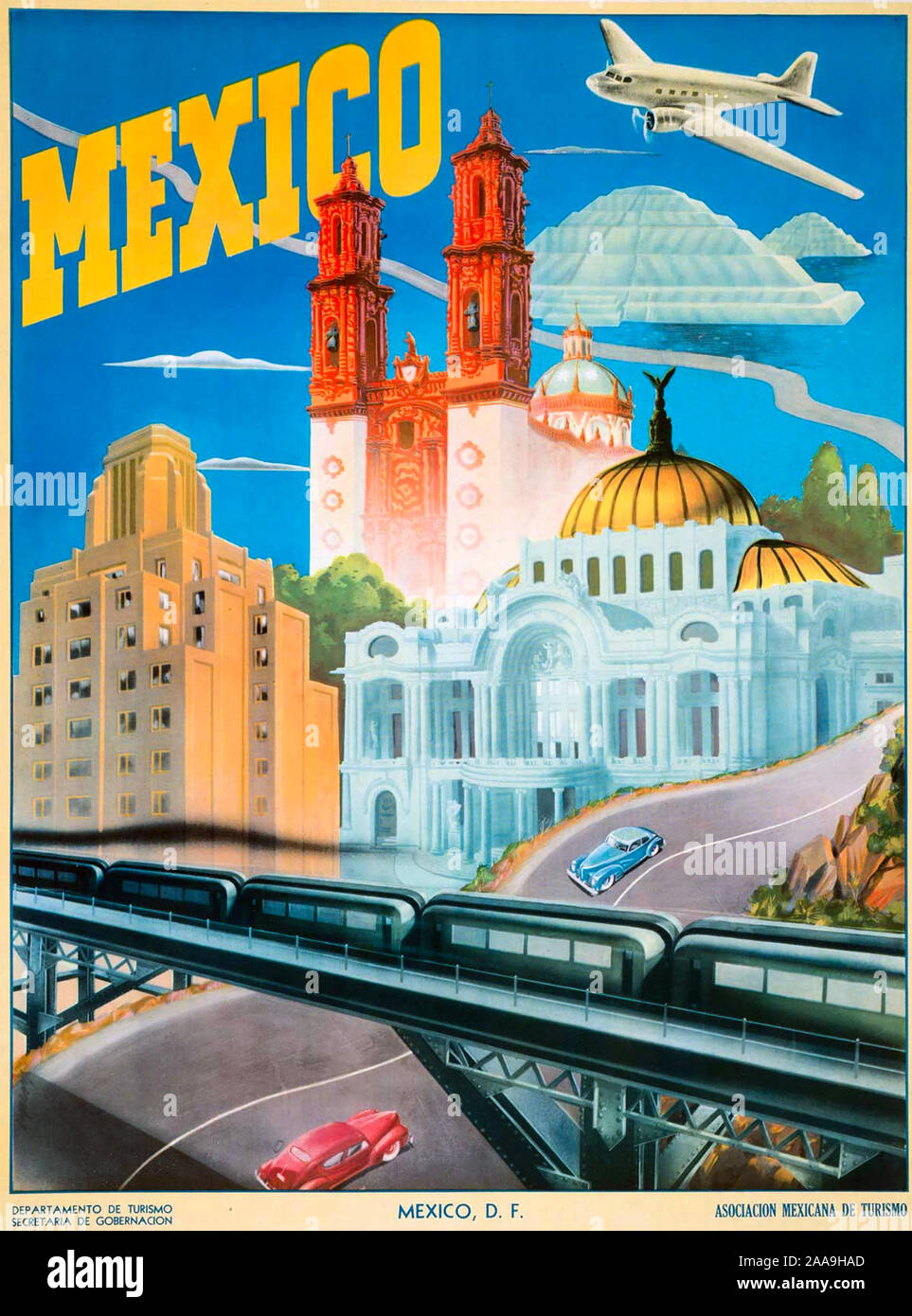 Mexikanische TRAVEL POSTER über 1955 Stockfoto