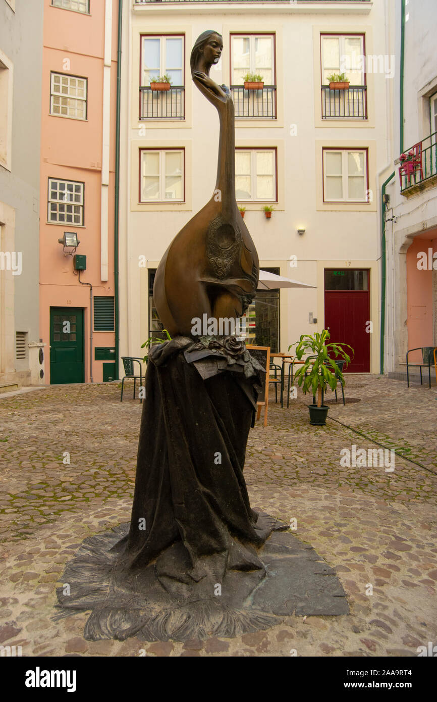 Fado Skulptur Coimbra Portugal Stockfoto