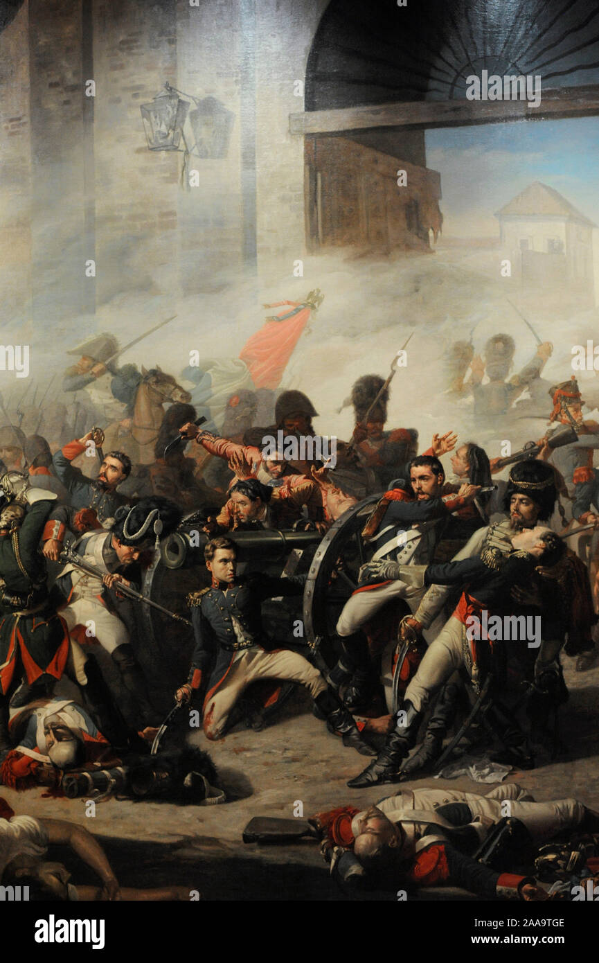 Luis Daoiz y Torres (1767-1808). Spanischen Militär. Tod von daoiz und Verteidigung der Monteleon Park, 1862. Detail. Malerei von Manuel Castellano (1826-1880). History Museum. Madrid. Spanien. Stockfoto