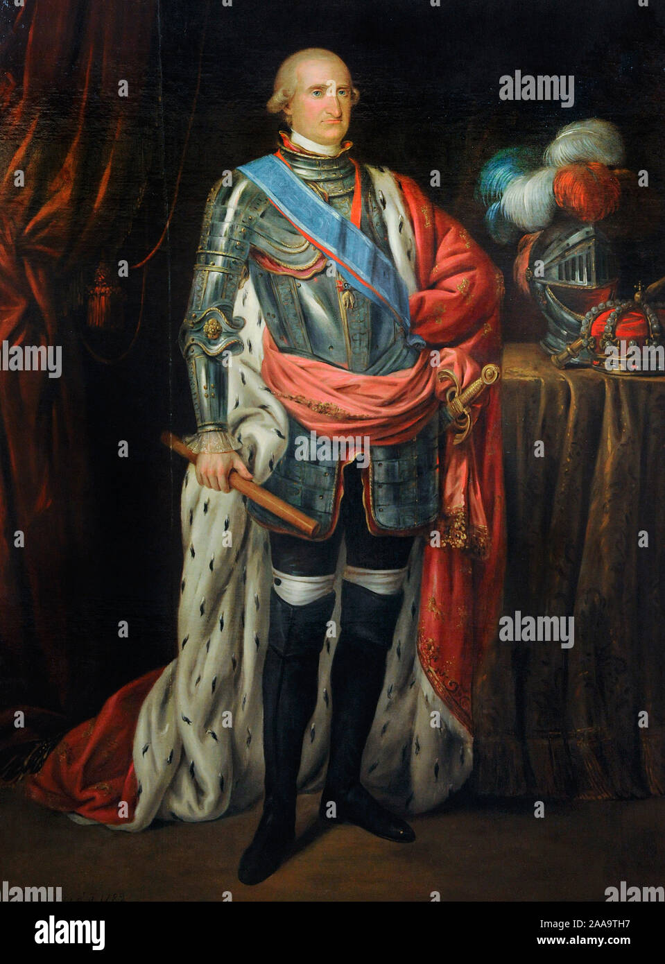 Karl IV. (1748-1819). König von Spanien (1788-1808). Karl IV. in der Rüstung, 1789. Portrait von Antonio Carnicero (1748-1814). History Museum. Madrid. Spanien. Stockfoto