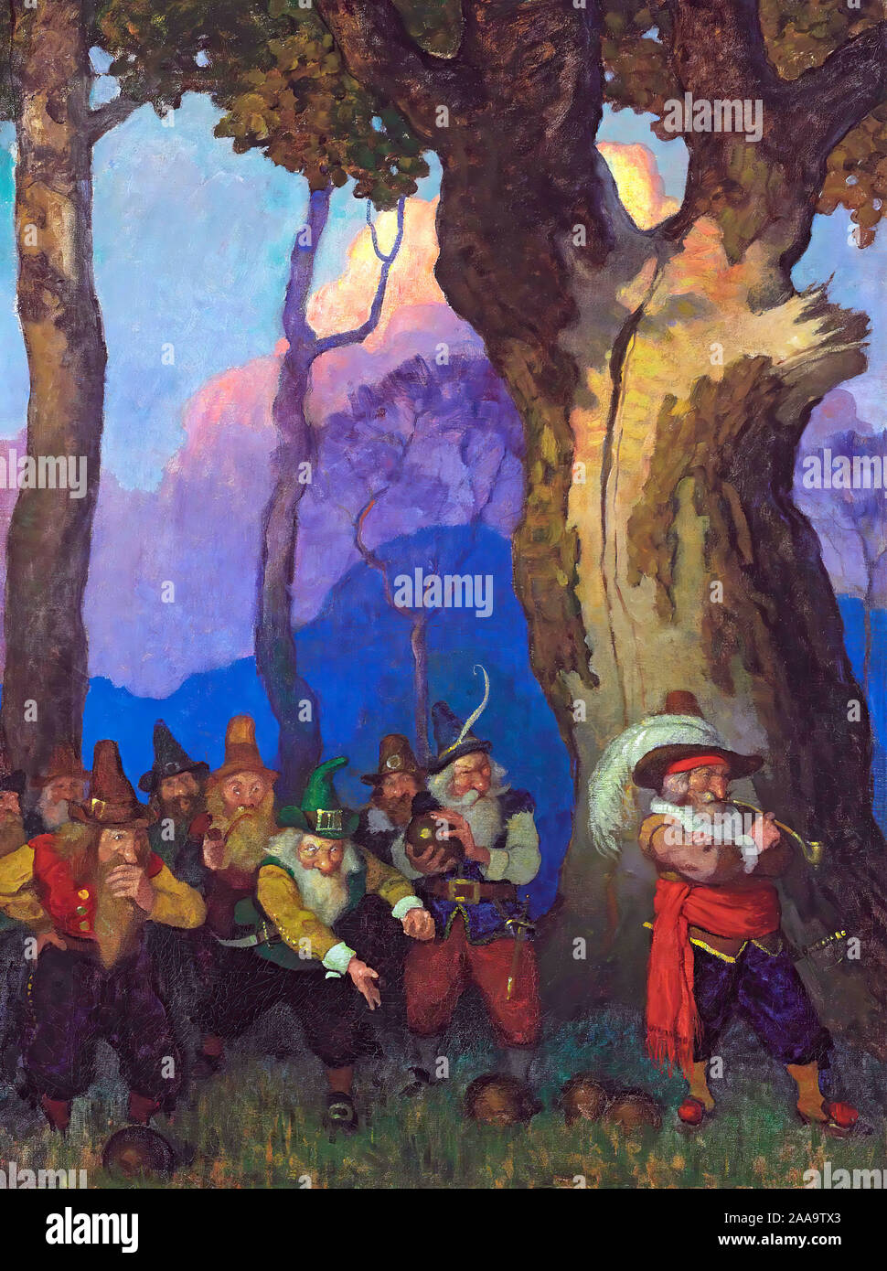 NC Wyeth obwohl diese Leute offensichtlich amüsant sich noch Sie behielten die schwersten Gesichter der geheimnisvollsten Stille durch NC Wyeth Stockfoto