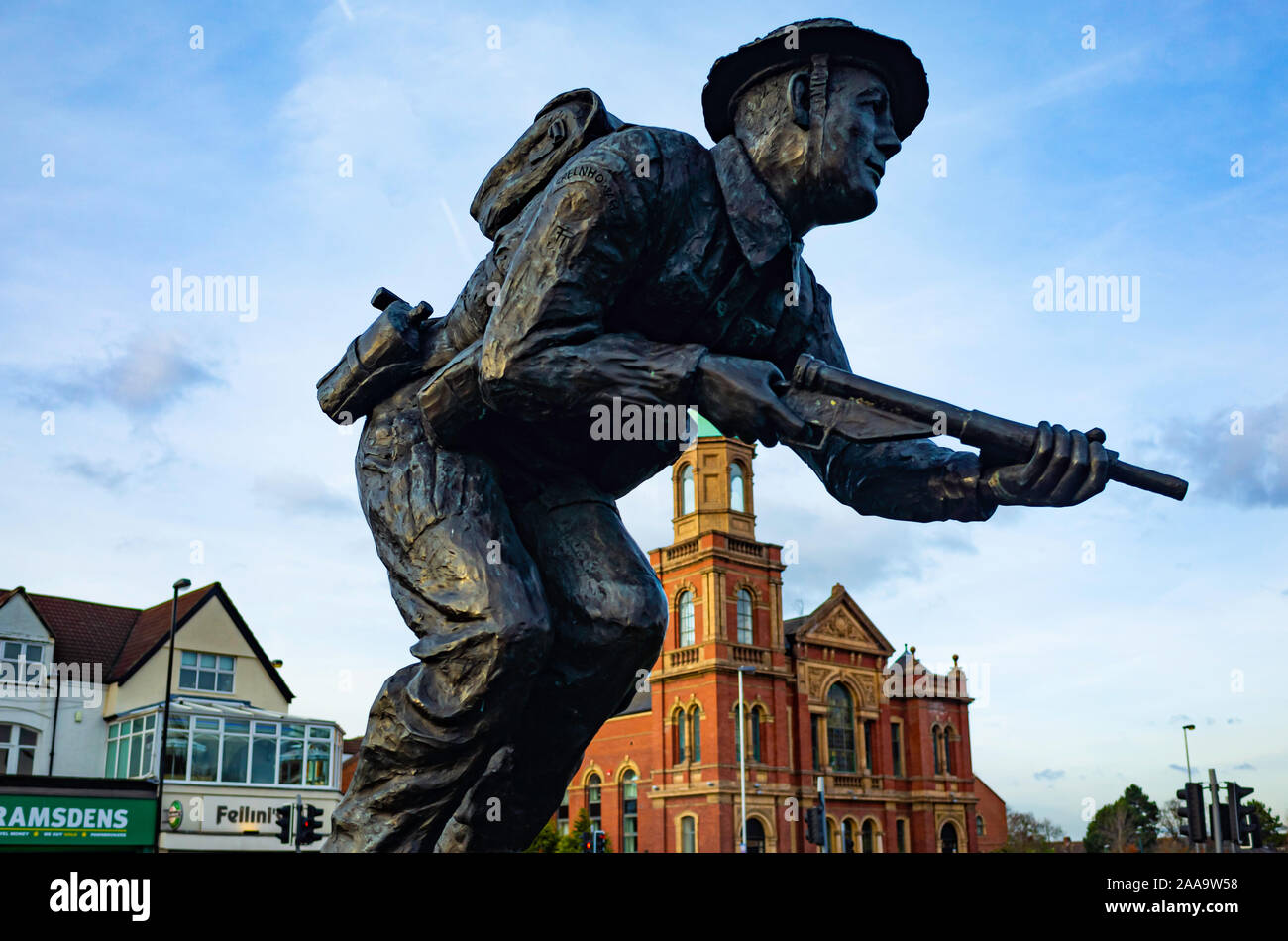Denkmal für Stanley Elton Hollis der einzige Soldat, Victoria-Kreuz am d-Day, 6. Juni 1944 in seine Heimat Stadt Middlesbrough zu gewinnen Stockfoto
