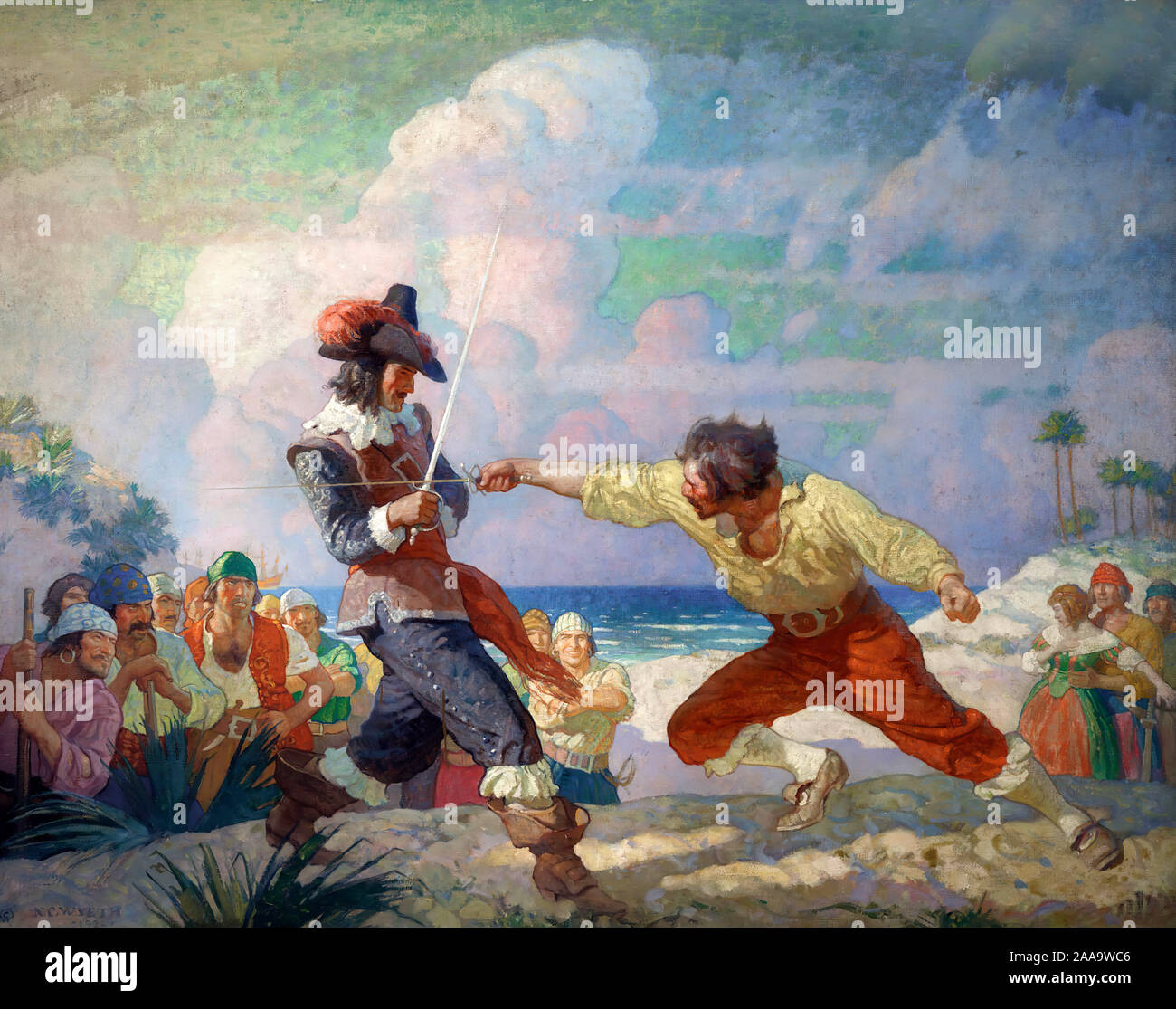 Das Duell am Strand von NC Wyeth Stockfoto