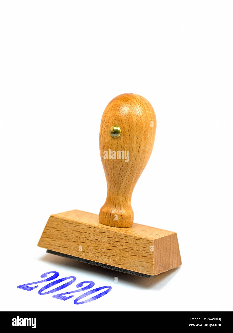Mit Text 2020 gegen den weißen Hintergrund Stempel Stockfoto
