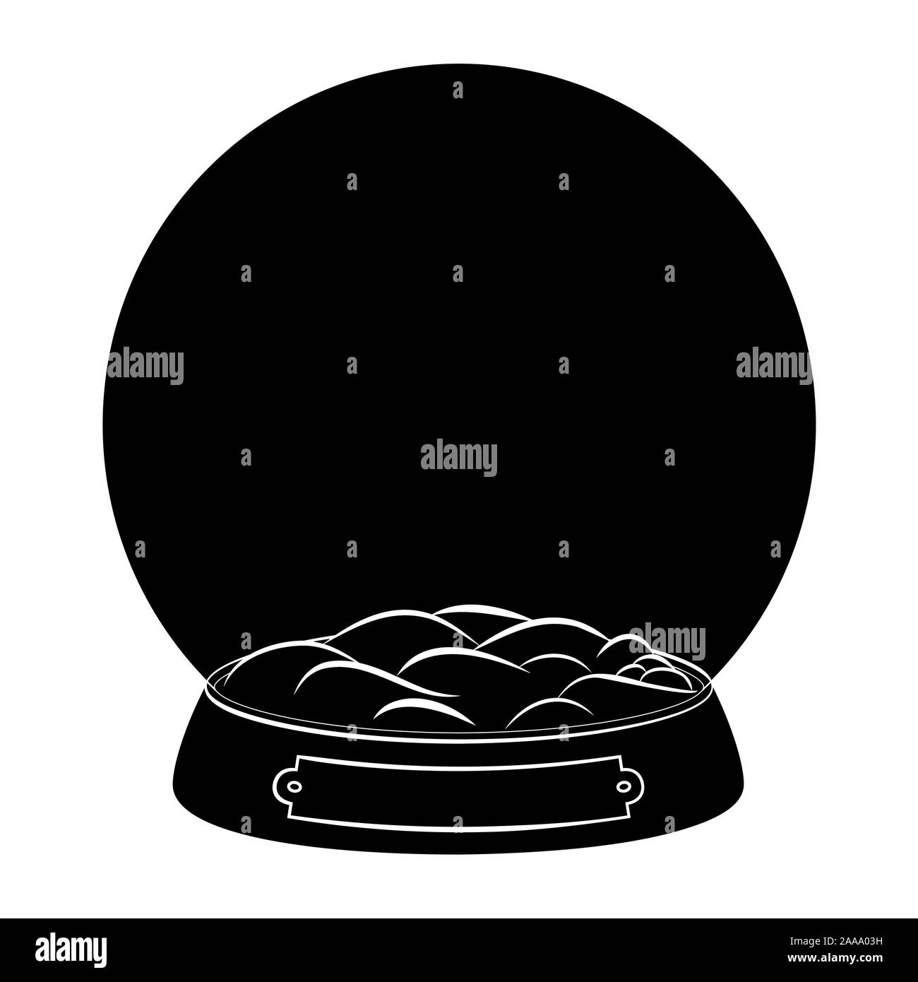 Weihnachten snowglobe Silhouette auf weißem Hintergrund. Schwarze Glaskugel Kuppel. Weihnachten magische Spielzeug, leere Sphäre, Snow Globe Stock Vektor