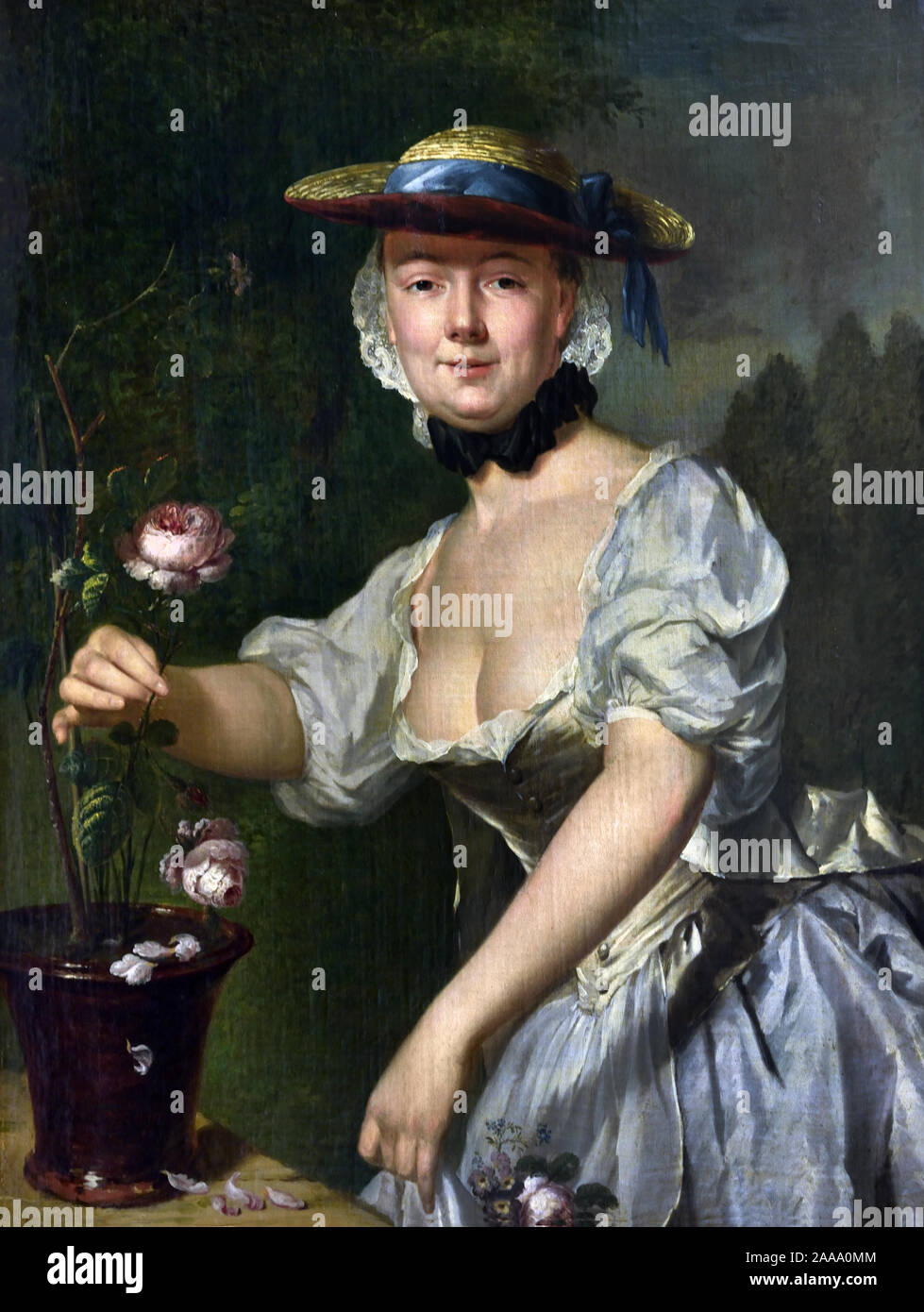 Bildnis einer Dame in 1763 George van der Mijn (1723, London - 1763, Amsterdam), war ein Maler des 18. Jahrhunderts von der Nördlichen Niederlande. Stockfoto