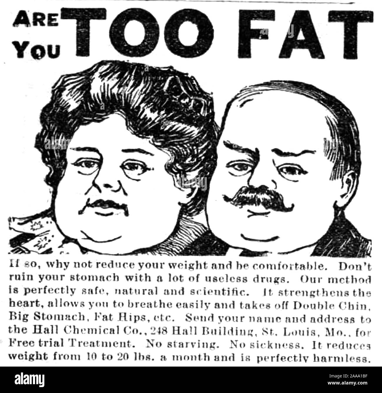 Amerikanische Gewicht-verlust-Anzeige ca. 1920 Stockfoto