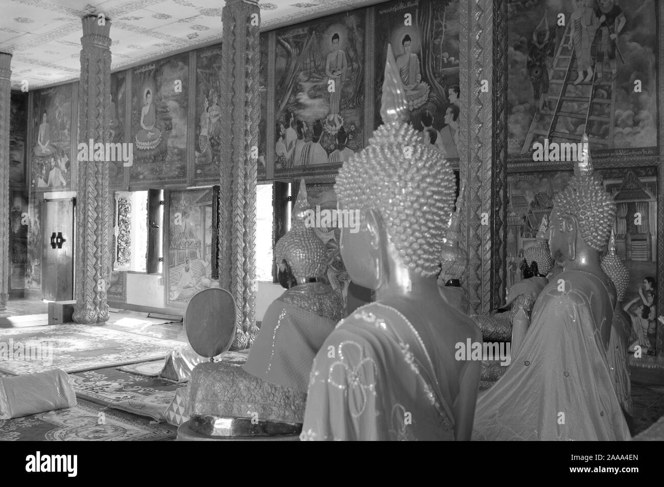 Laos: schöne Tempel in Indochina größte Theravada Buddhist-College in Pakse. Stockfoto