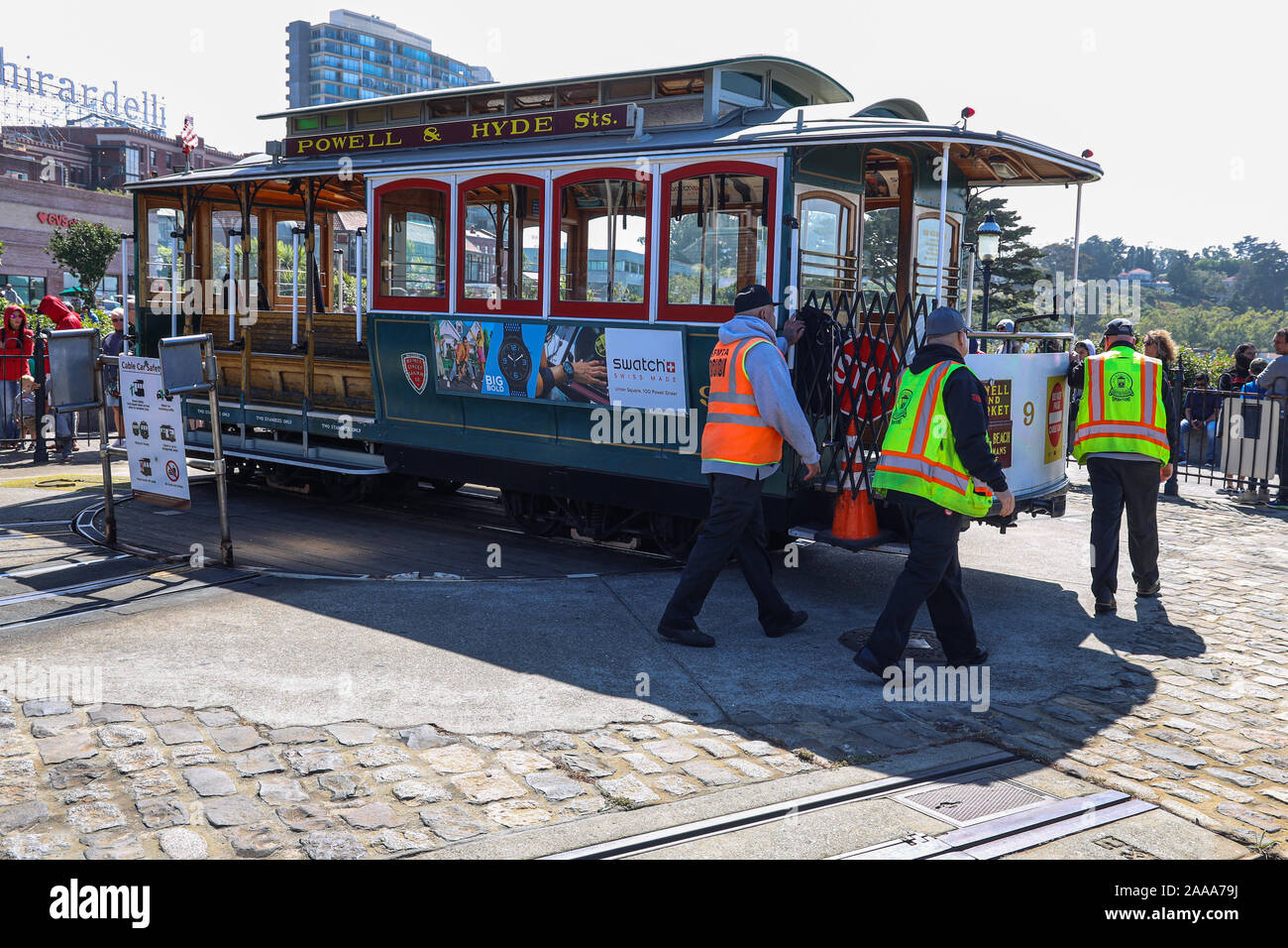 SFMTA Seilbahn Drehscheibe Bahnhof am Hyde und Strand Straßen Stockfoto