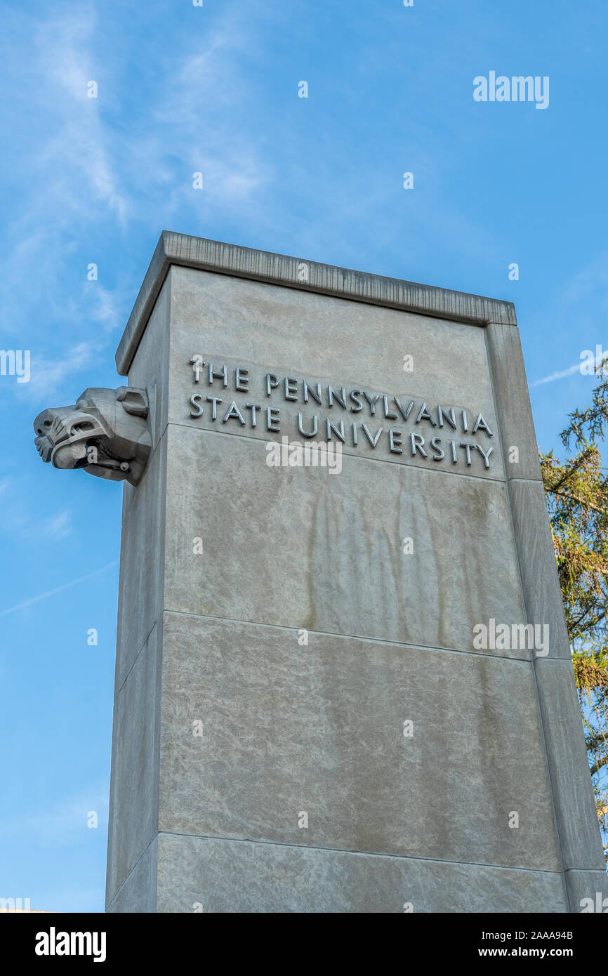 UNIVERSITY PARK, PA/USA, 28. September 2019: auf dem Campus der Penn State University. Stockfoto