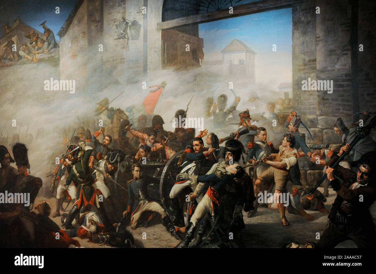 Luis Daoiz y Torres (1767-1808). Spanischen Militär. Tod von daoiz und Verteidigung der Monteleon Park, 1862. Malerei von Manuel Castellano (1826-1880). History Museum. Madrid. Spanien. Stockfoto