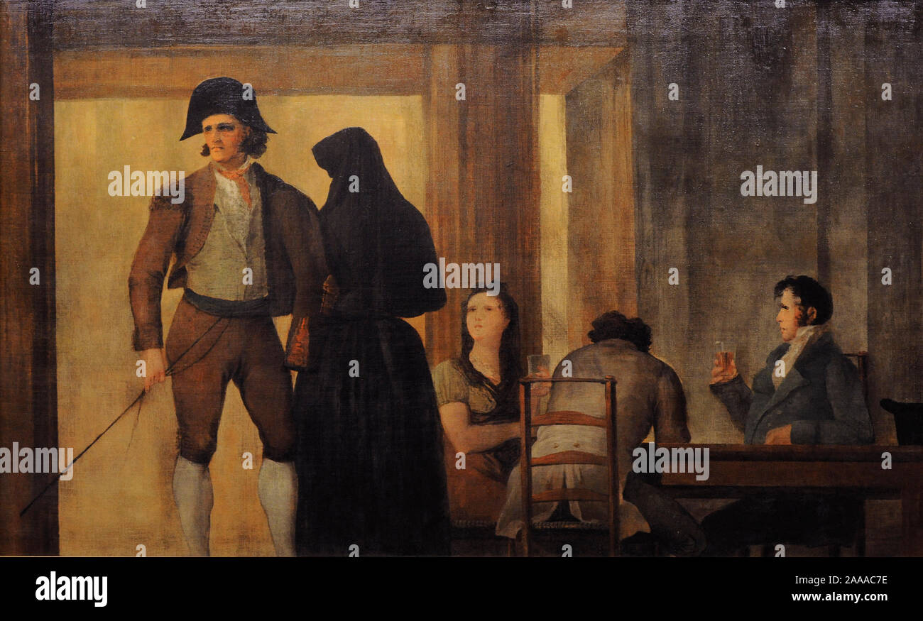 Leonardo Alenza y Nieto (1807-1845). Spanischer Maler. Trinker sitzen an einem Tisch im Cafe de Levante in Madrid. History Museum. Madrid. Spanien. (Auf Kredit, Prado Museum, Madrid). Stockfoto