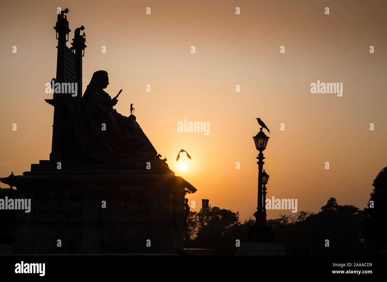 Sonne über der Königin Victoria Denkmal im Victoria Park, Kalkutta die Hauptstadt von West Bengal, Indien Stockfoto