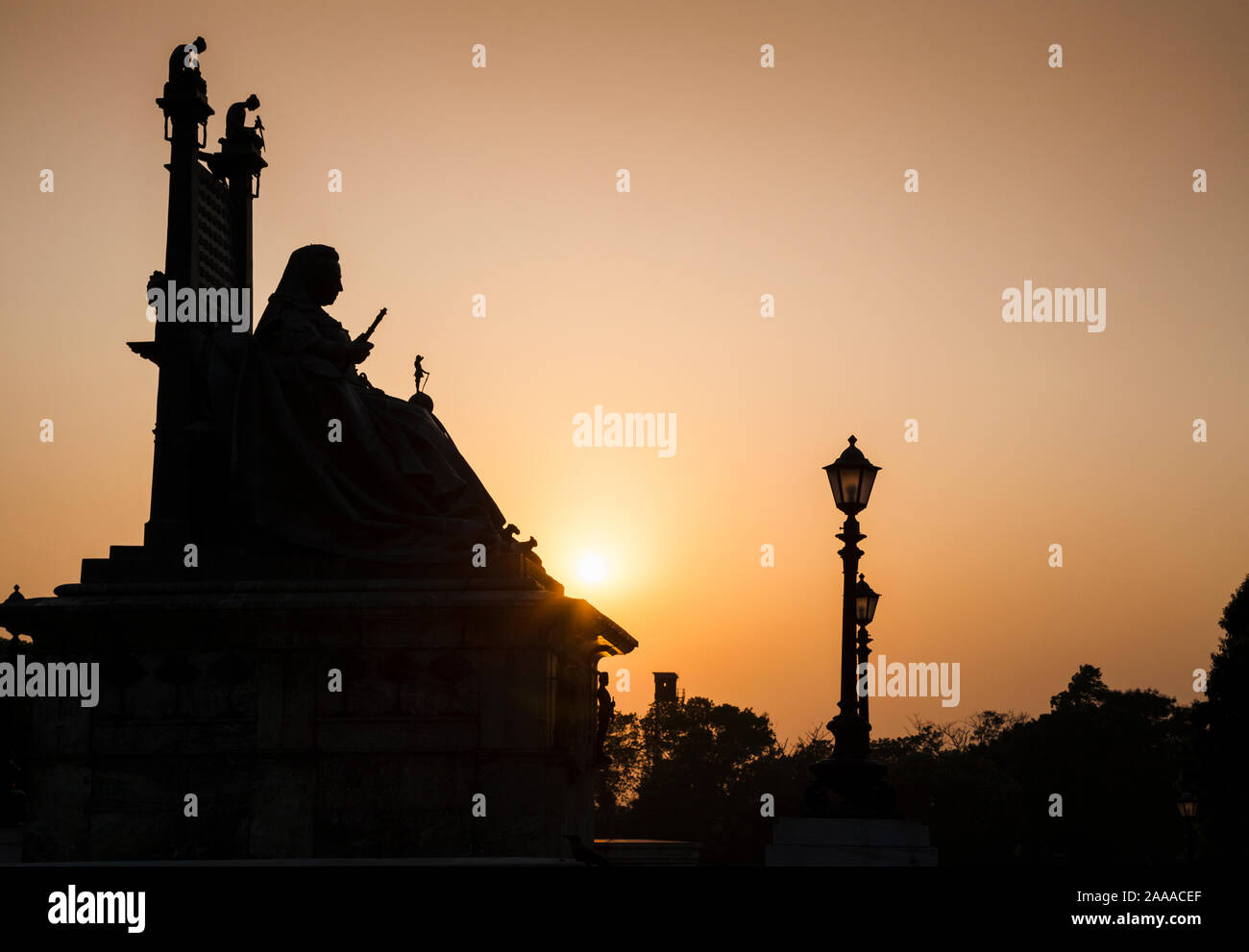 Sonne über der Königin Victoria Denkmal im Victoria Park, Kalkutta die Hauptstadt von West Bengal, Indien Stockfoto